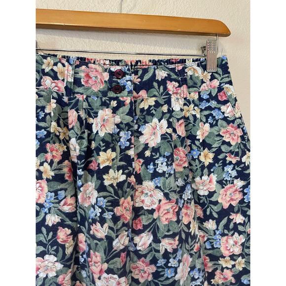VTG Harvest Time Cottage Core Floral Blue & Pink High Waisted Retro Shorts Small - Picture 2 of 9